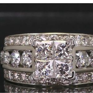 Gorgeous 14K White Gold Princess and Round Diamond Ring 2.5 TCW Kay’s Jewelry